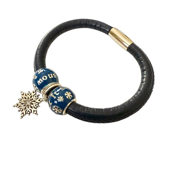 Brighton Woodstock "Let It Be" Blue Leather Snowflake Charm Bracelet 6.5"  Snow - Picture 3 of 7